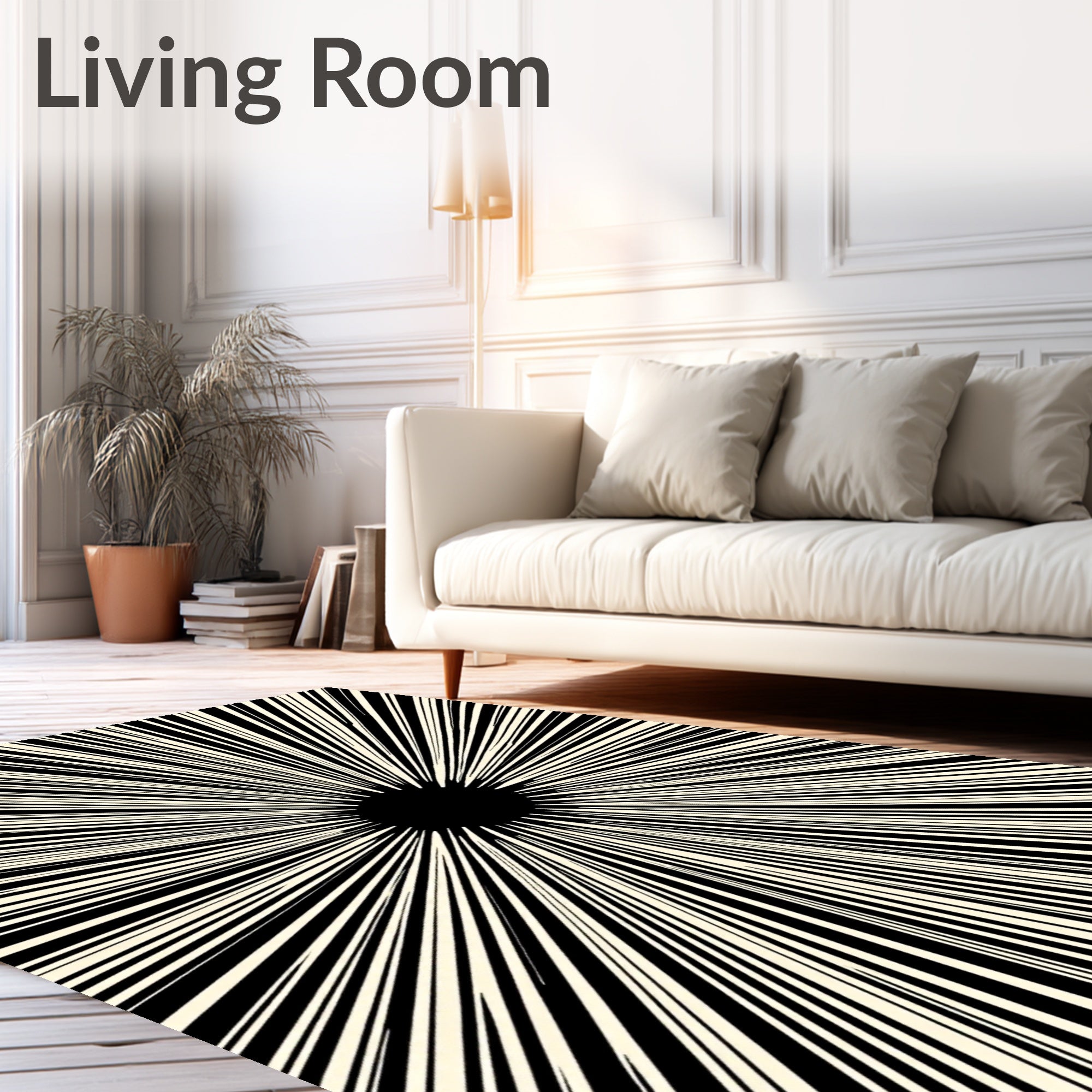 Bold Black Sunburst Radiance Rug
