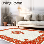 Crimson Ornate Scrollwork Central Medallion Rug