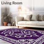 Regal Purple Intricate Floral Medallion Rug