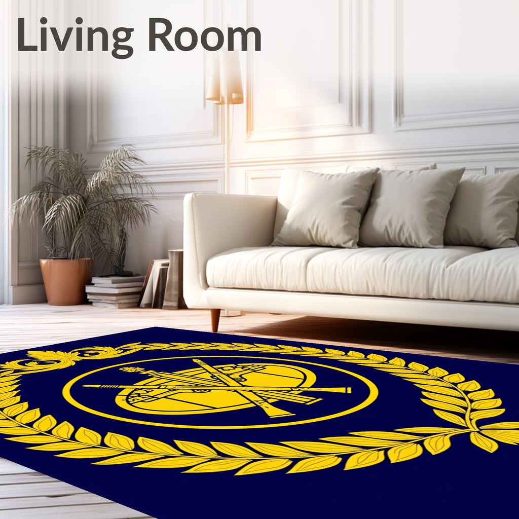 Gold Laurel Bordered Emblem Rug
