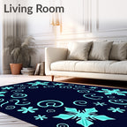 Aqua Snowflake Swirl Scatter Rug