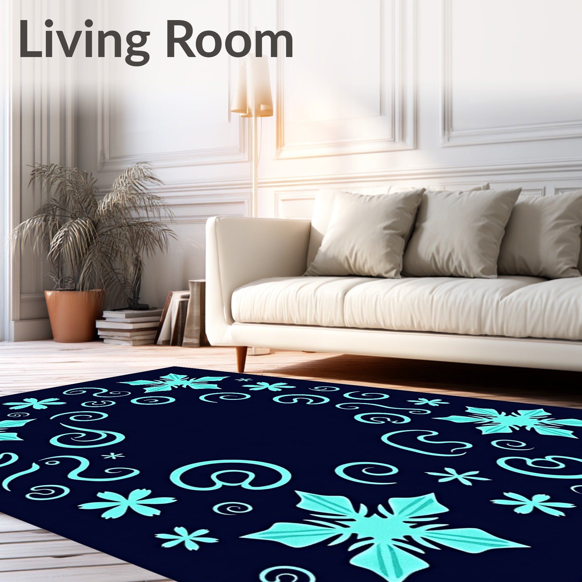 Aqua Snowflake Swirl Scatter Rug