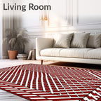 Crimson White Interlocking Stripe Rug