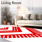 Bold Red Chevron Angled Lines Rug
