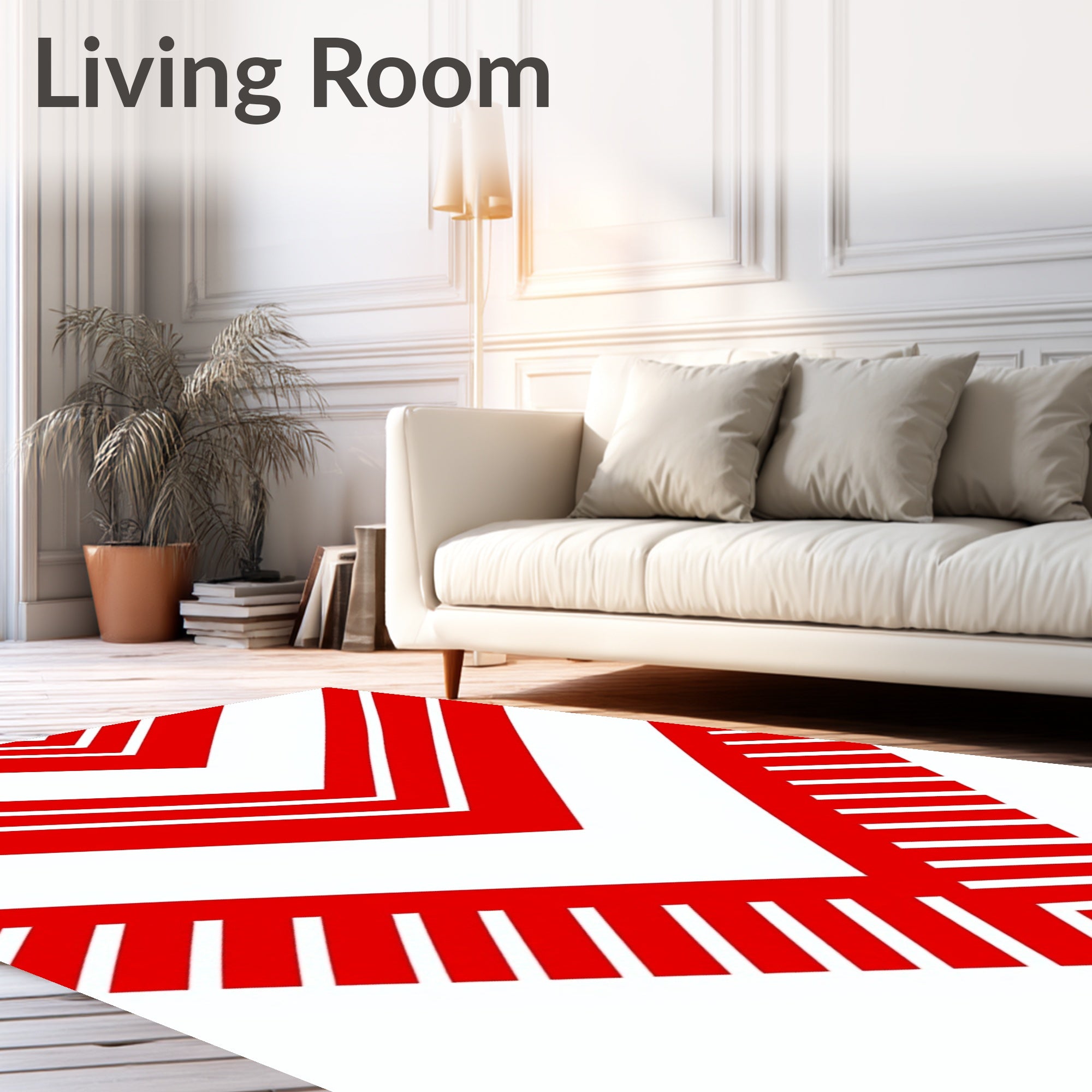 Bold Red Chevron Angled Lines Rug
