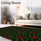 Festive Red Berry Holly Garland Rug