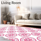Bright Pink Floral Medallion Collage Rug