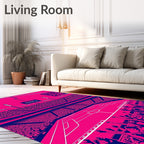 Stadium Crowd Radiant Pink Blue Rug