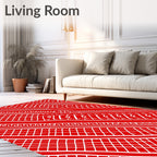 Crimson White Linear Abstract Diagonal Rug