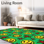 Whimsical Smiley Face Christmas Floral Rug