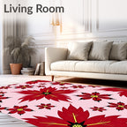 Crimson Floral Medallion Scatter Rug