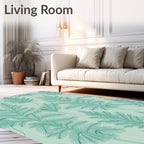 Teal Fern Nature Repeating Pattern Rug