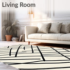 Abstract Black Linear Intersecting Rug