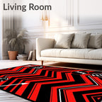 Bold Red White Zigzag Medallion Rug