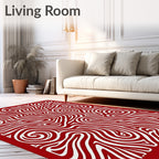 Crimson White Swirl Organic Lines Rug
