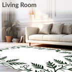 Emerald Green Botanical Vine Border Rug