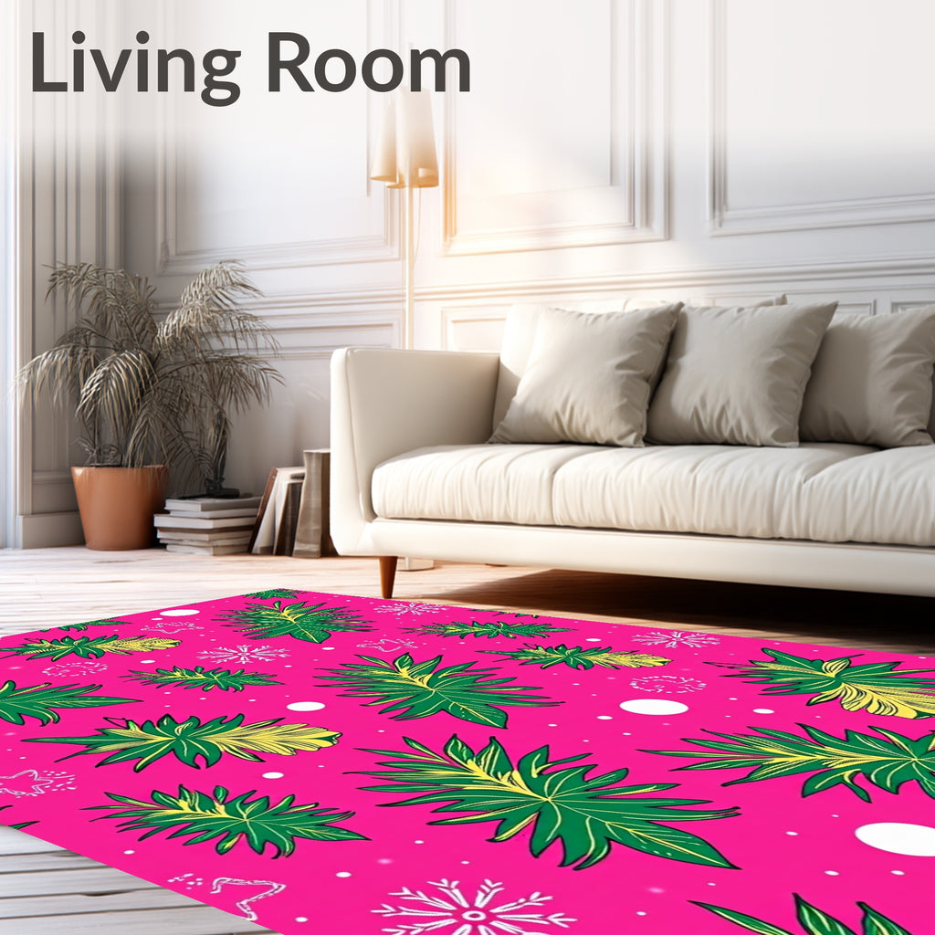 Vibrant Tropical Snowflakes Foliage Rug