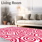 Crimson Swirl Abstract Organic Lines Rug