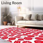 Bold Red Circular Medallion Array Rug