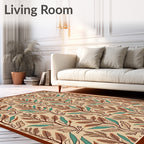 Earthy Tone Floral Vine Arabesque Rug