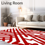 Bold Red Geometric Intersecting Stripe Rug