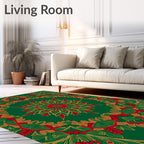 Red Gold Green Mandala Bloom Rug