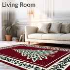 Crimson Pine Tree Border Rug