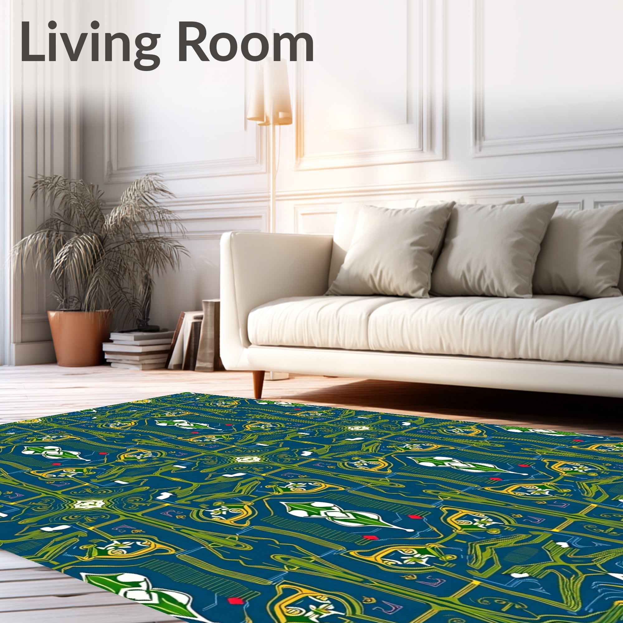 Art Nouveau Emerald Green Symmetry Rug