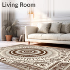 Brown Radial Abstract Geometric Medallion Rug