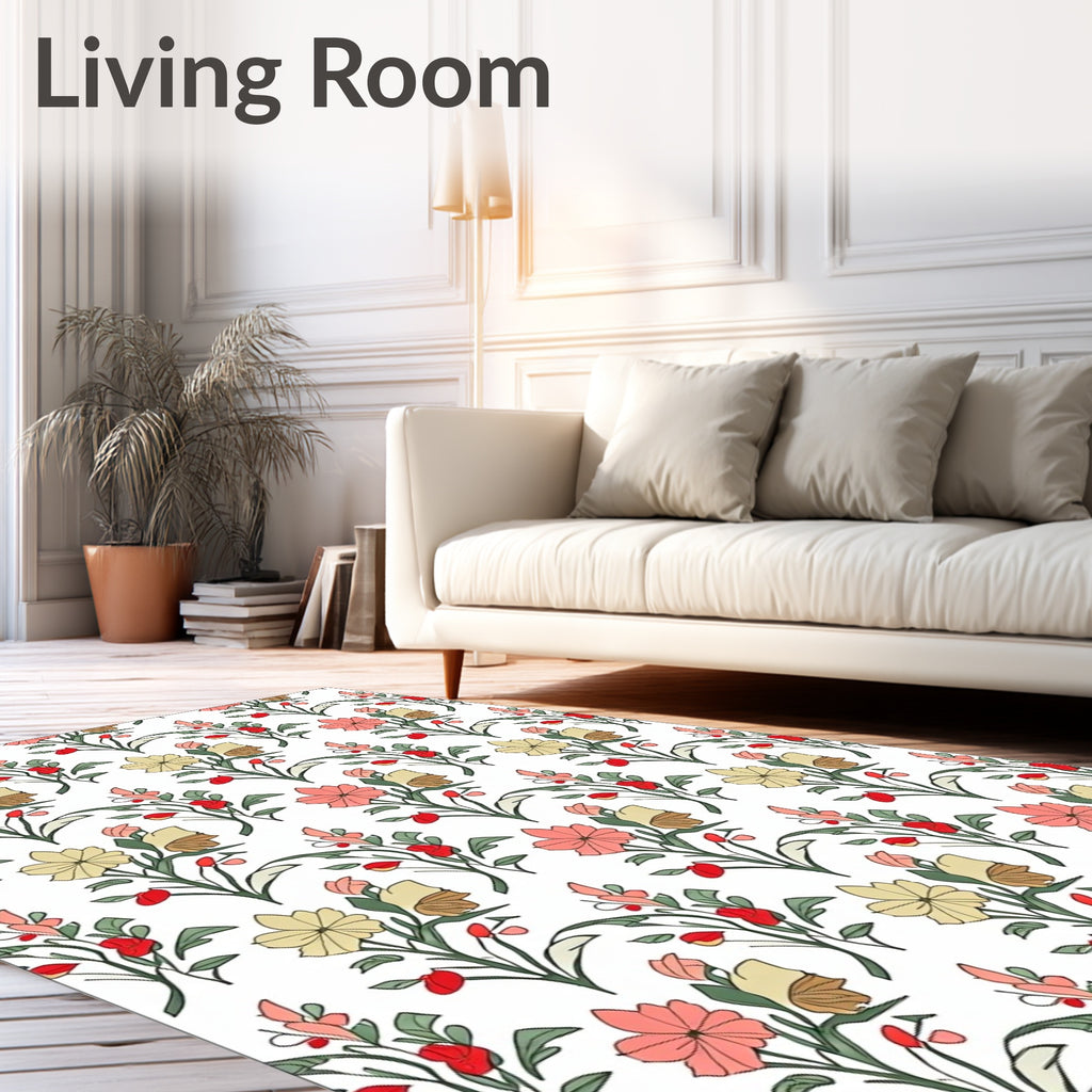 Pastel Floral Botanical Garden Rug