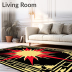 Bold Red Starburst Frame Rug