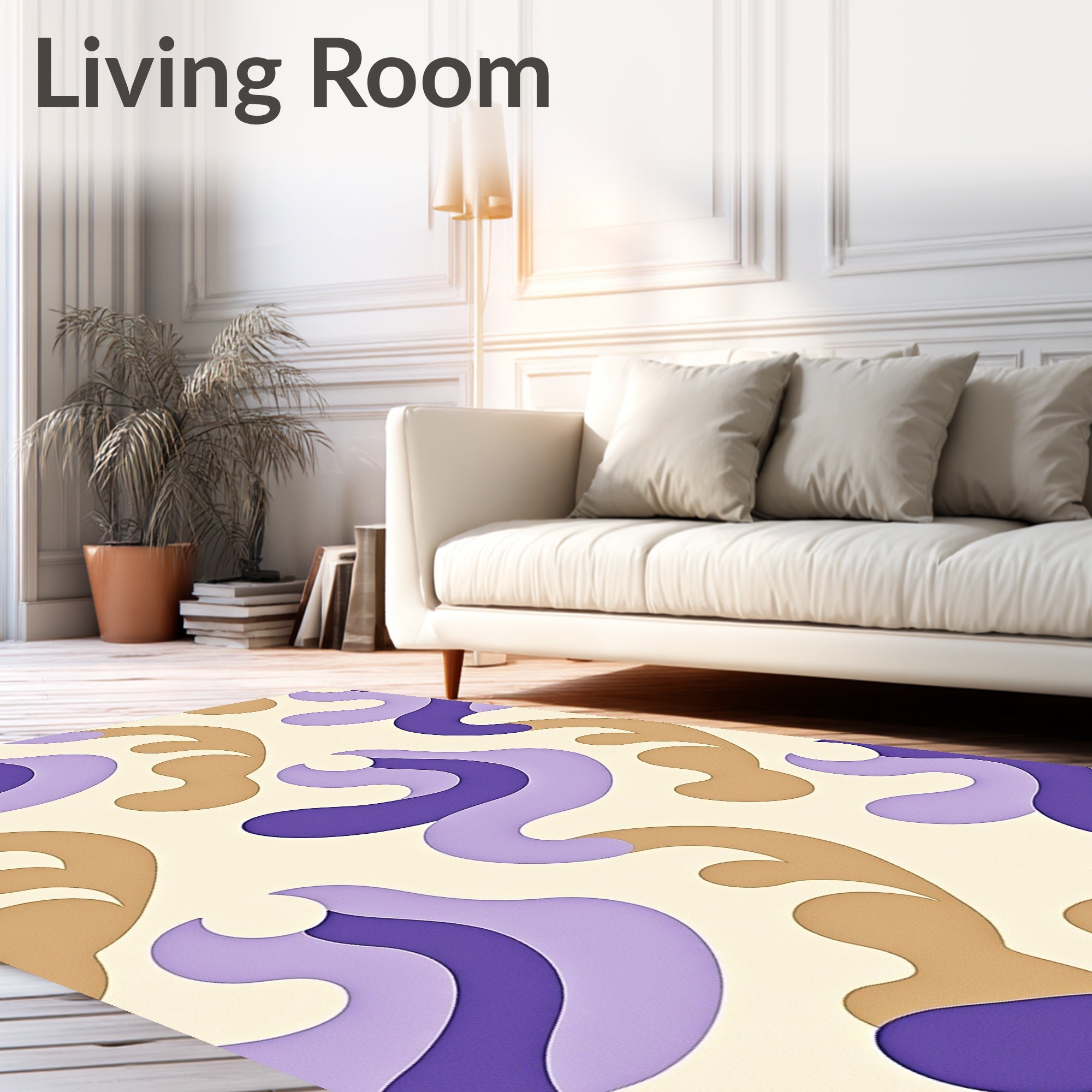 Whimsical Purple Brown Swirls Rug