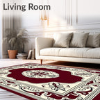 Crimson Floral Medallion Art Rug
