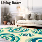 Aqua Swirls Cream Background Rug