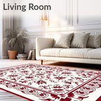 Deep Red Vine Starburst Frame Rug