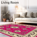 Crimson and Cream Filigree Medallion Rug