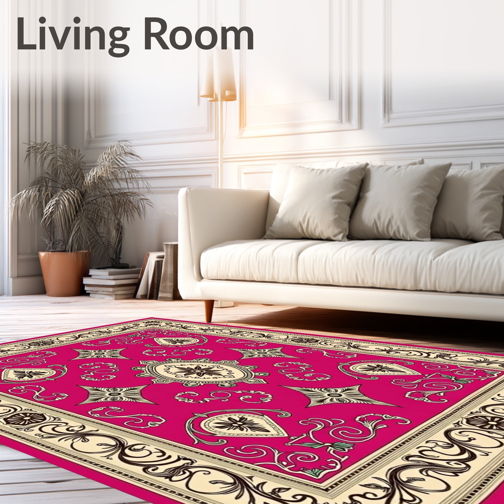 Crimson and Cream Filigree Medallion Rug