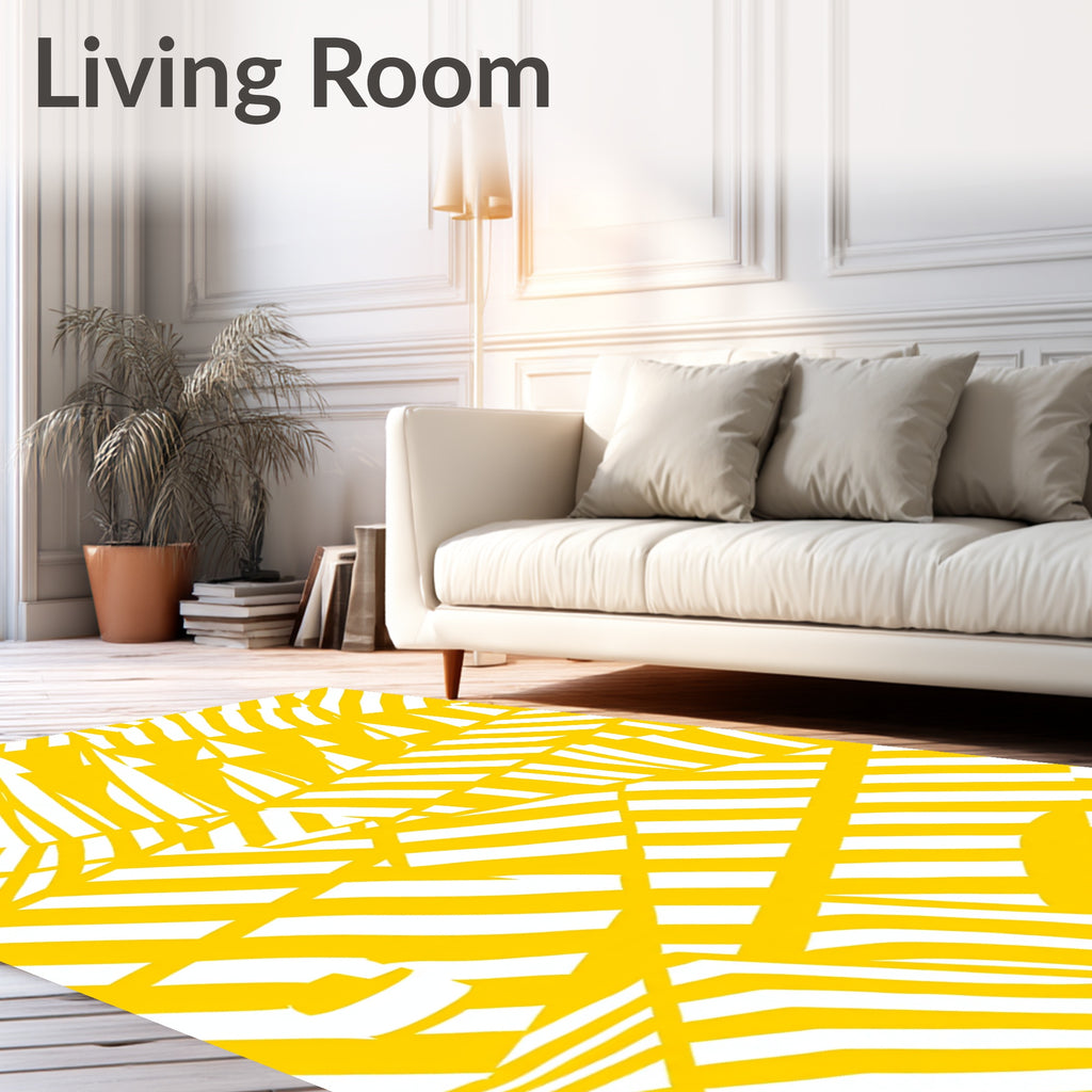Vibrant Yellow Abstract Stripe Rug