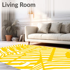 Vibrant Yellow Abstract Stripe Rug