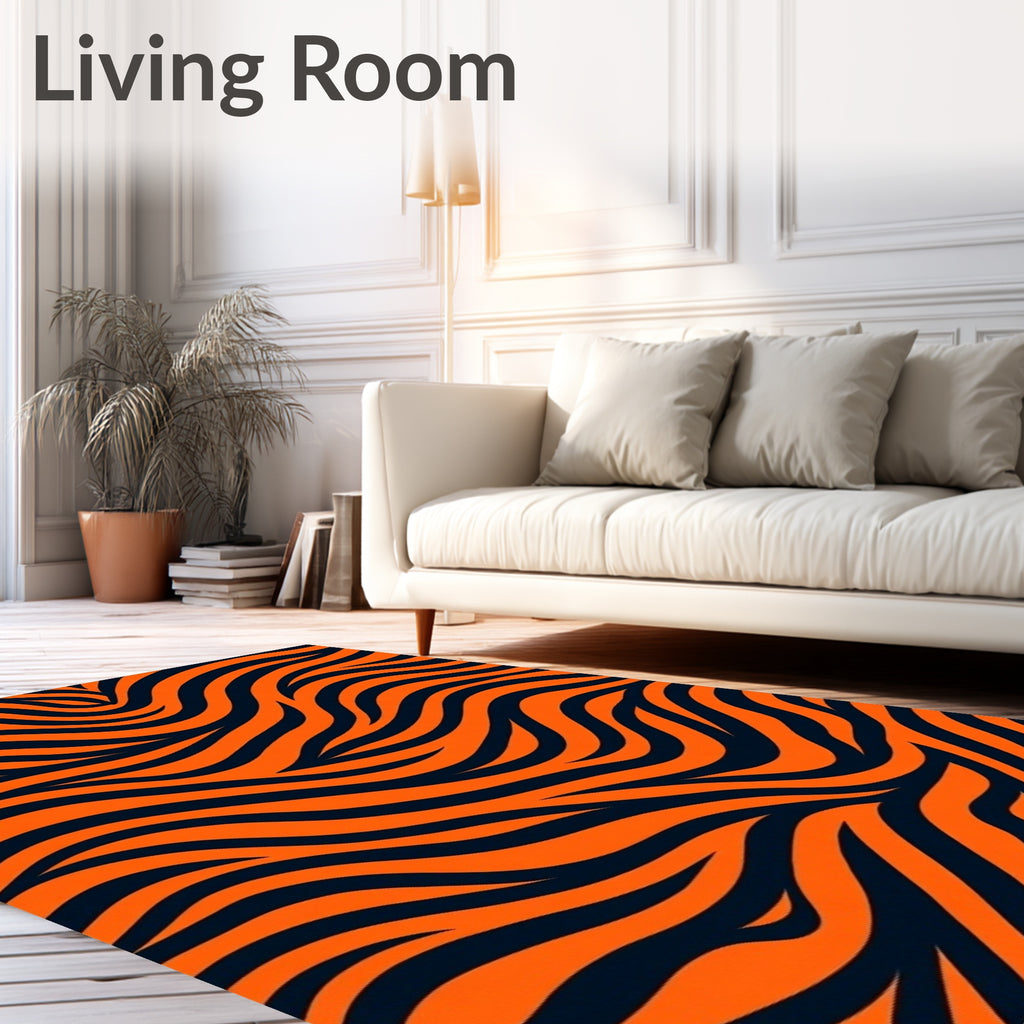 Bold Orange Black Zebra Stripe Rug