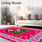 Merry Santa Sleigh Red Ornamental Rug