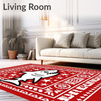 Red White Cartoon Shark Starry Night Rug