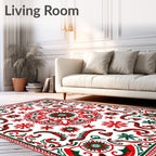 Crimson Green Floral Medallion Rug