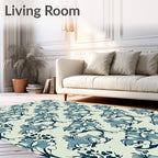 Art Nouveau Blue Floral Scroll Rug