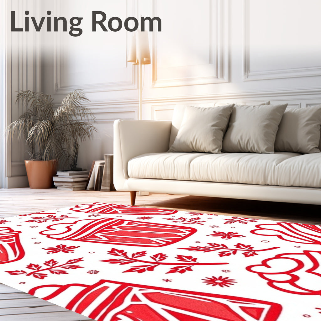 Bold Red Festive Drink Repeat Rug