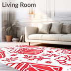 Bold Red Festive Drink Repeat Rug