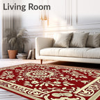 Crimson Floral Medallion Central Border Rug
