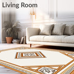 Elegant Amber Floral Medallion Square Rug
