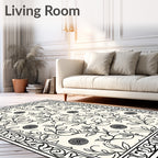 Black Vine Scroll With Celestial Accents Rug