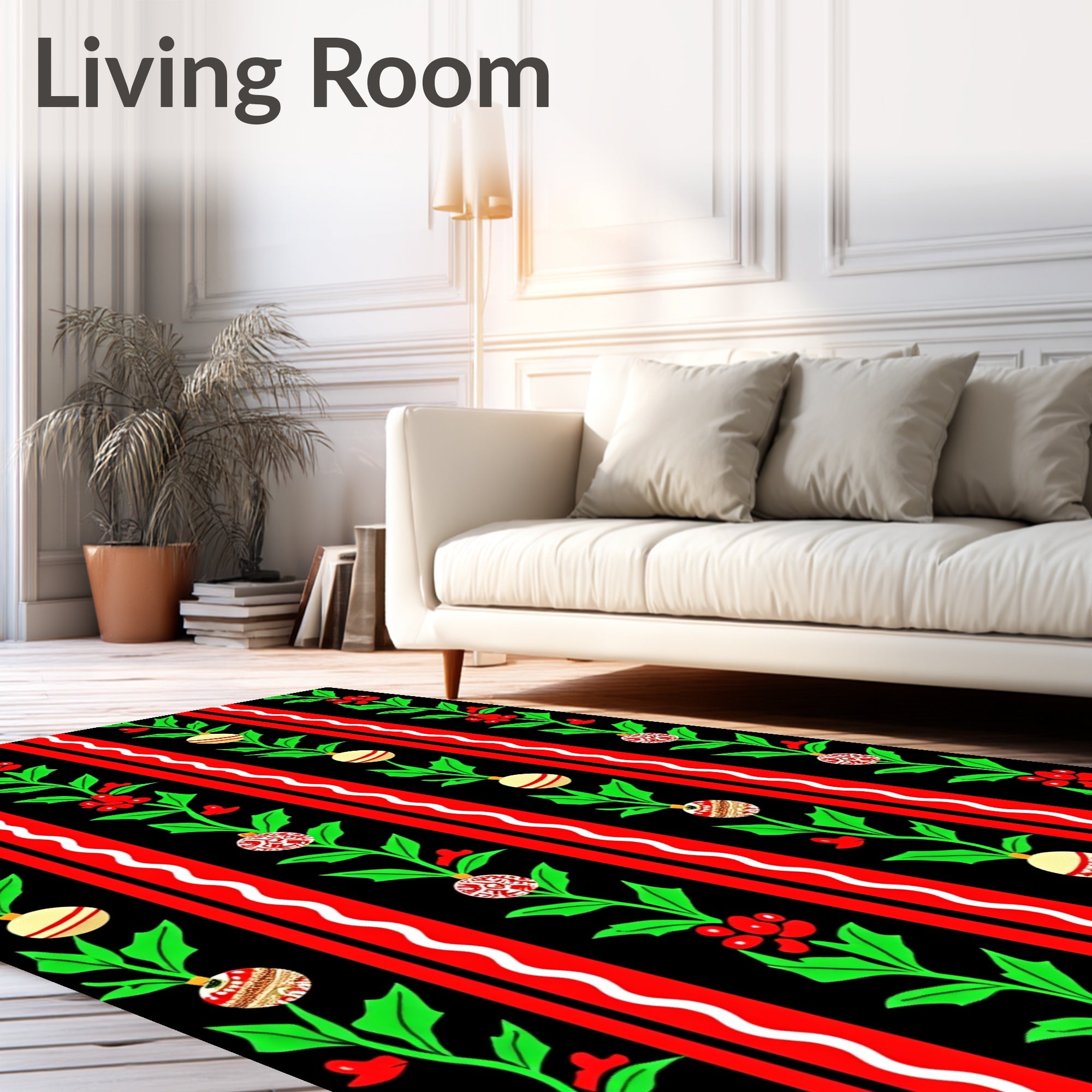 Christmas Holly Berry Ornament Garland Rug